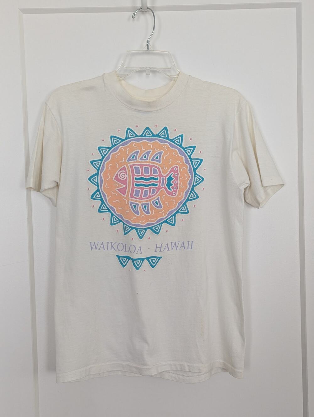 Vtg 90s Waikoloa Hawaii T Shirt M Hanes Beefy Single Stitch Fish Graphic